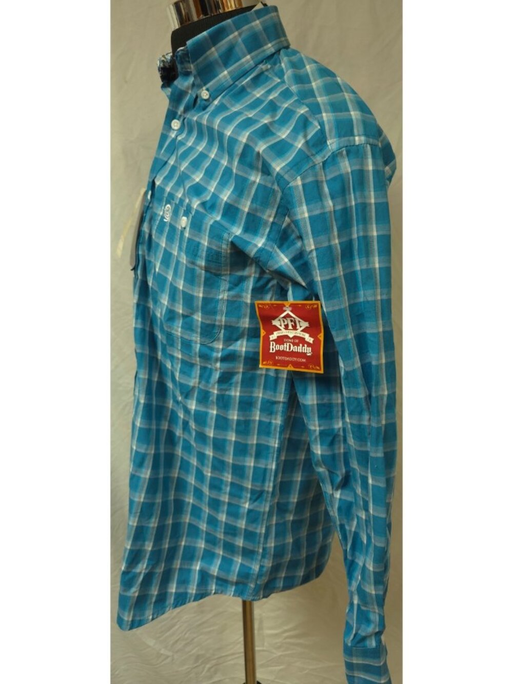 Wrangler George Strait Mens Small Teal Relaxed Fit UPF Performance Button Shirt - Picture 5 of 14